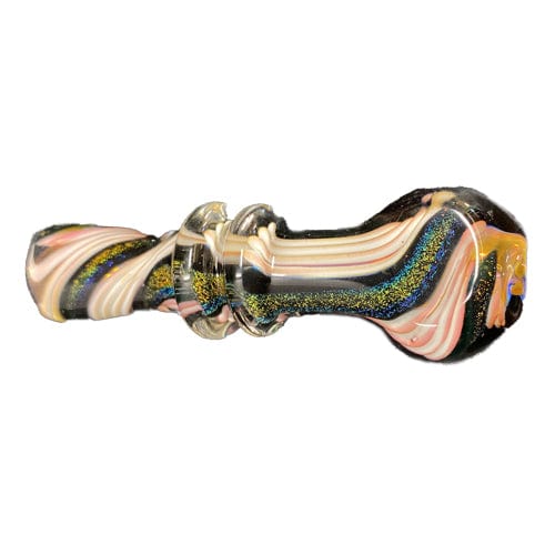 Himalayan Creation Alternatives Fumed Handmade Glass Chillum w/ Swirl Dichro Accents