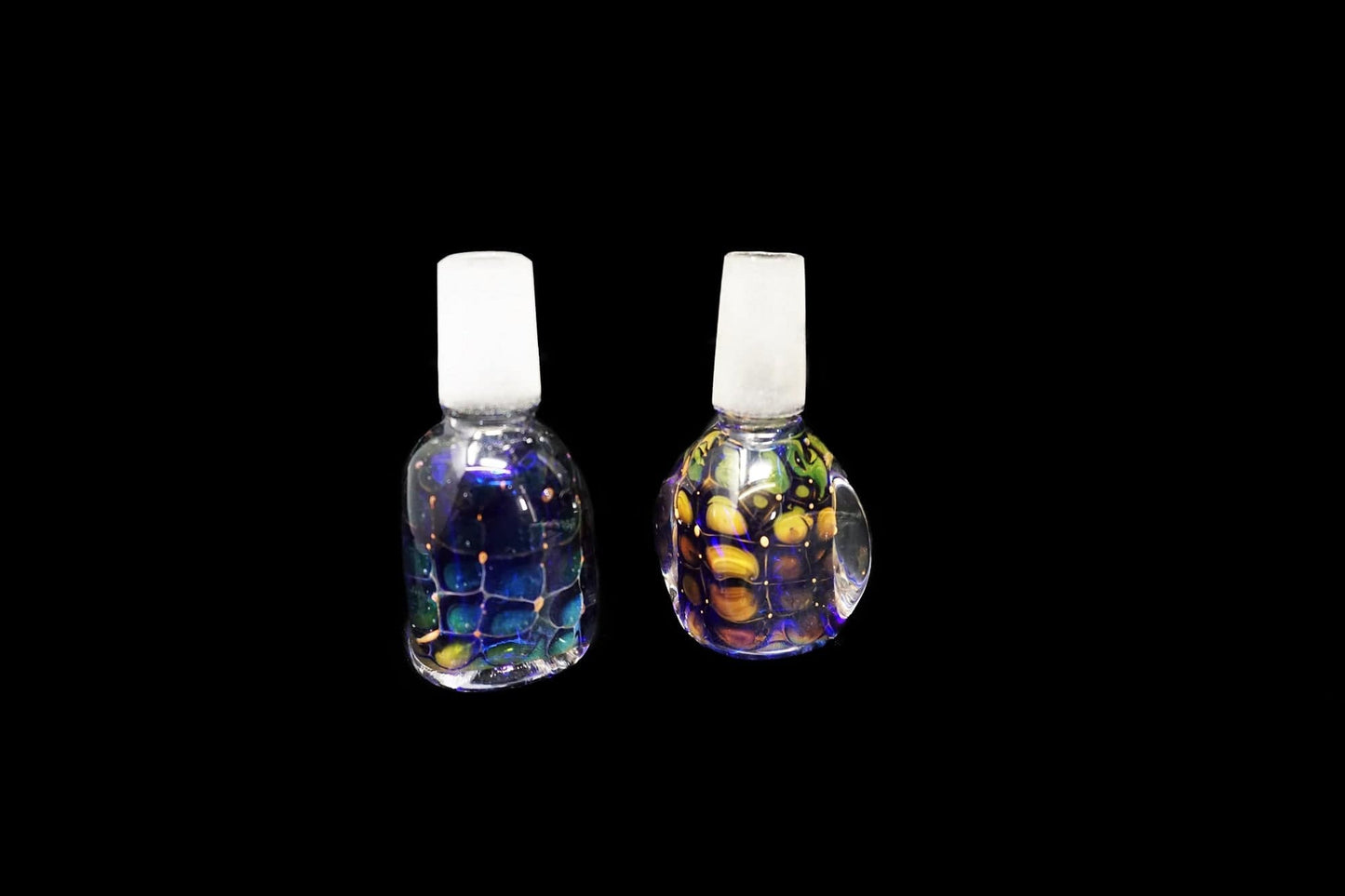 Himalayan Creation Alternatives Handmade 14mm Glass Bowl Piece w/ Fumed Gold Accents