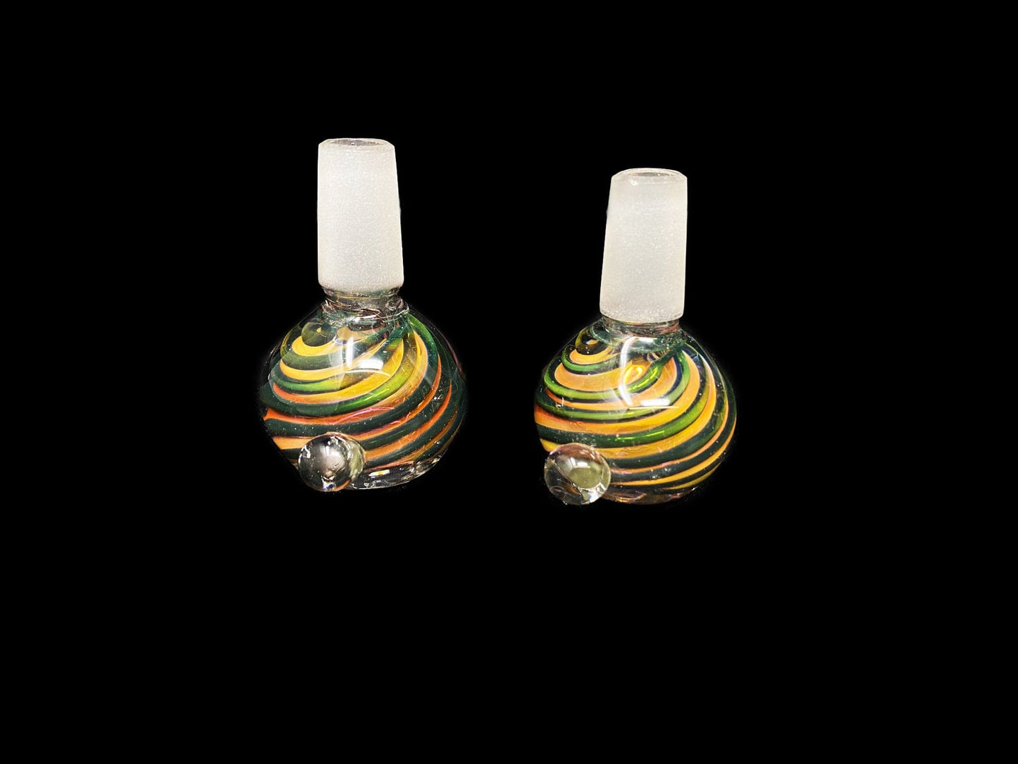 Himalayan Creation Alternatives Handmade 14mm Glass Bowl Piece w/ Rasta Gold Fumed Accents