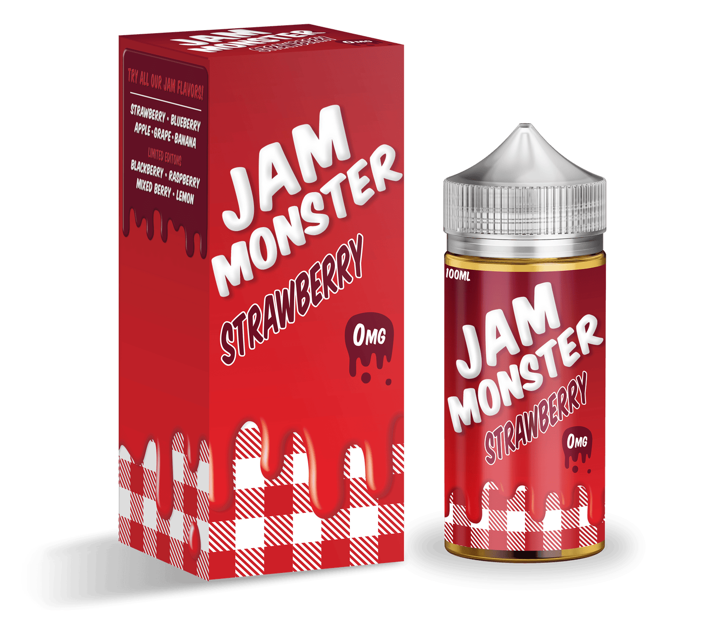 Monster Vape Labs ZERO MG 0mg Jam Monster Strawberry 100ml Vape Juice - 0mg
