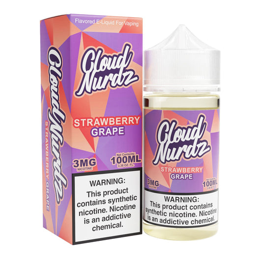 Cloud Nurdz Juice Cloud Nurdz Grape Strawberry Synthetic Nic 100ml Vape Juice