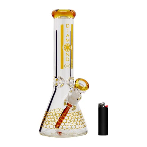 Diamond Glass Alternatives Diamond Glass 12" Dalmont Beaker Bong w/ Hive Accents (9mm Thick)