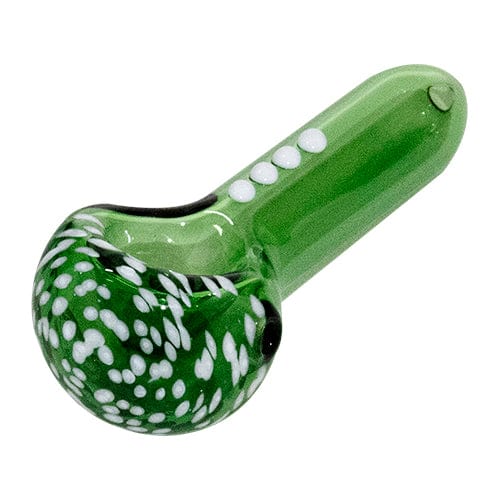 Diamond Glass Alternatives Diamond Glass Green Hand Pipe w/ White Accents