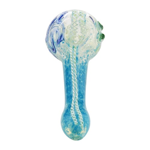 Eightvape Alternatives Blue Glass Hand Pipe w/ Ribbon Inlay