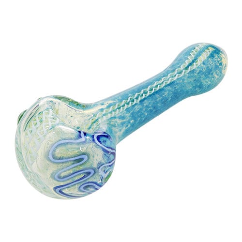Eightvape Alternatives Blue Glass Hand Pipe w/ Ribbon Inlay