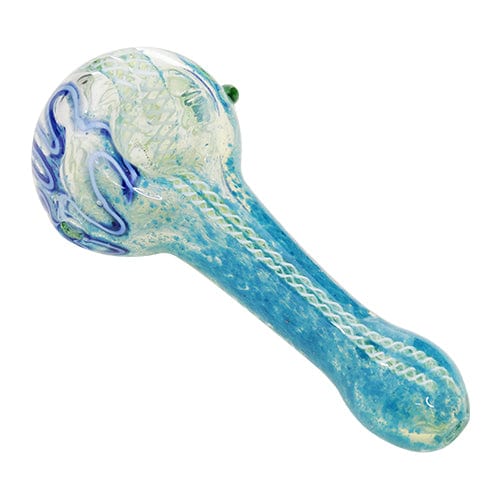 Eightvape Alternatives Blue Glass Hand Pipe w/ Ribbon Inlay