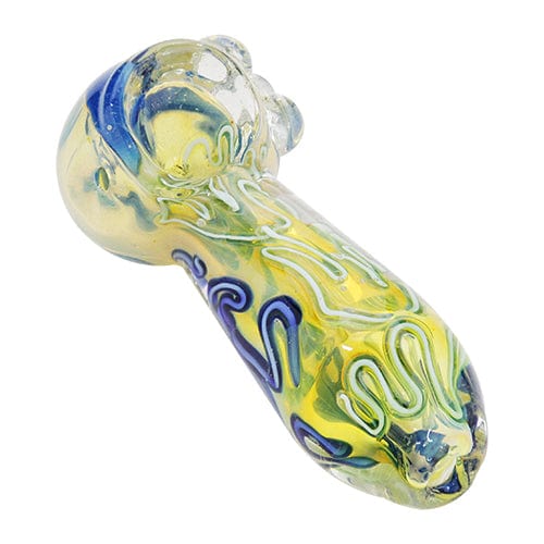 Eightvape Alternatives Fumed Glass Hand Pipe w/ Blue & Yellow Color