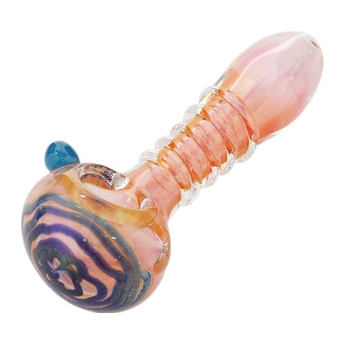 Eightvape Alternatives Fumed Pink Glass Spoon Pipe w/ Accents Swirls