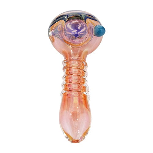Eightvape Alternatives Fumed Pink Glass Spoon Pipe w/ Accents Swirls