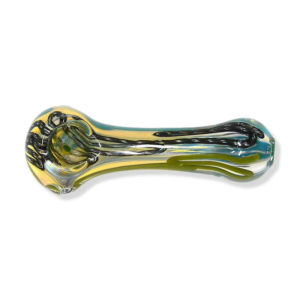 Eightvape Alternatives Glass Spoon Pipe w/ Colored Striped Inlay