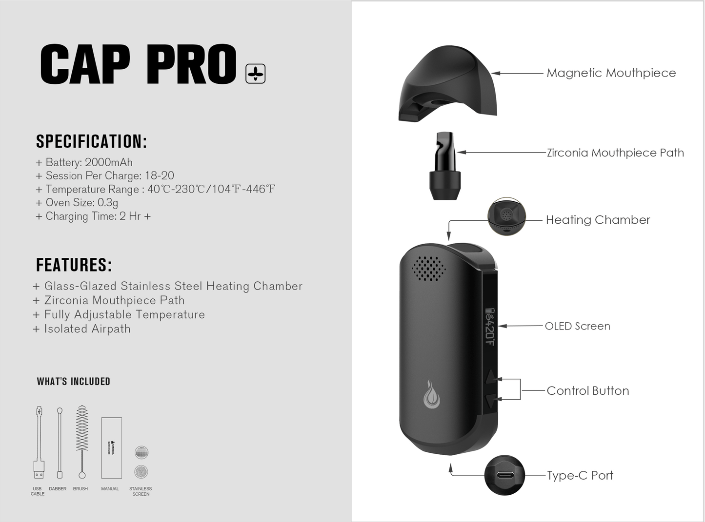 Flowermate Alternatives Flowermate Cap Pro Dry Herb Vaporizer