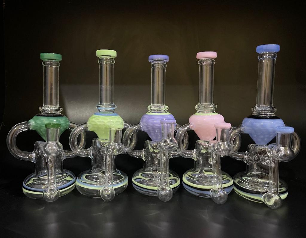 Himalayan Creation Alternatives 8.5" Handmade Glass Dual Uptake Recycler Dab Rig