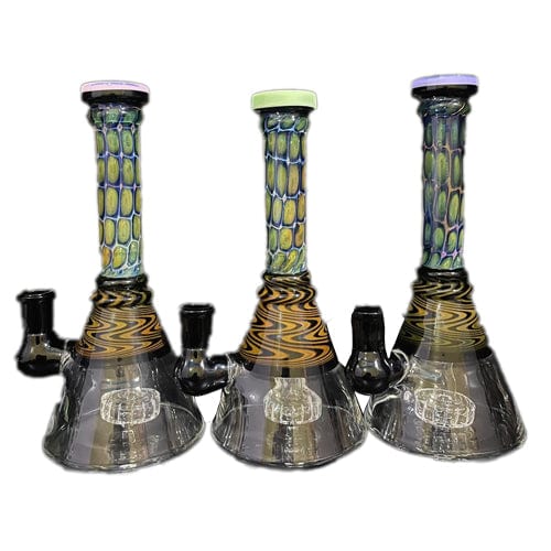 Himalayan Creation Alternatives 8" Handmade Glass Beaker Bong w/ Fumed & Wig-Wag Accents