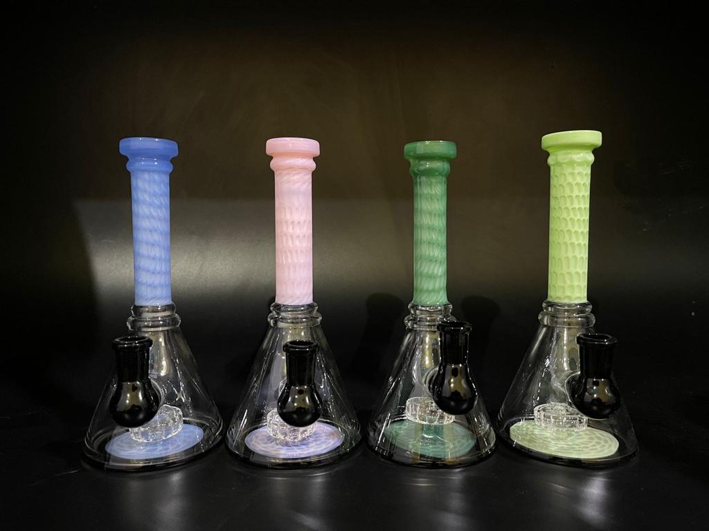 Himalayan Creation Alternatives 8" Handmade Glass Bong w/ Reticello Inlay