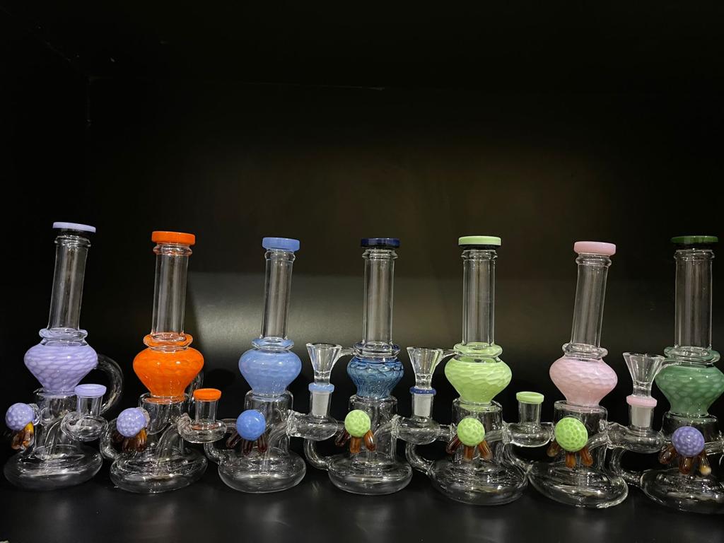 Himalayan Creation Alternatives 8" Handmade Glass Recycler w/ Colored Accents
