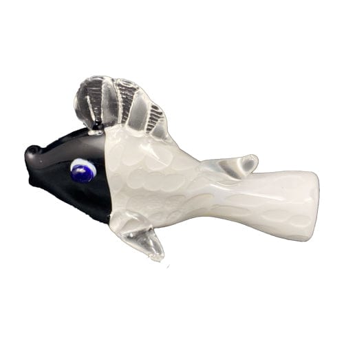 Himalayan Creation Alternatives Black & White Handmade Glass Fish Chillum