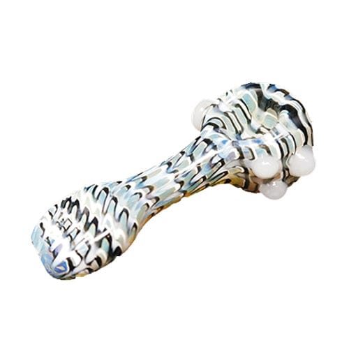 Himalayan Creation Alternatives Black & White Handmade Glass Hand Pipe w/ Swirl Accents