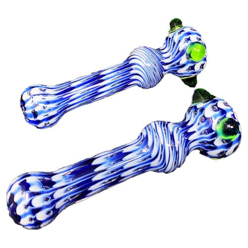 Himalayan Creation Alternatives Blue Handmade Glass Chillum w/ Swirls & Marble Accents