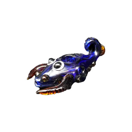 Himalayan Creation Alternatives Blue Handmade Glass Scorpion Hand Pipe