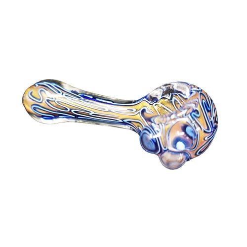 Himalayan Creation Alternatives Blue & Yellow Fumed Handmade Glass Spoon Pipe