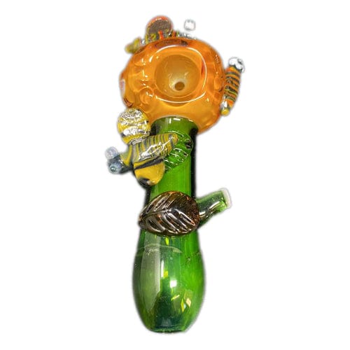 Himalayan Creation Alternatives Colored Handmade Glass Hand Pipe w/ Honeybee Accents