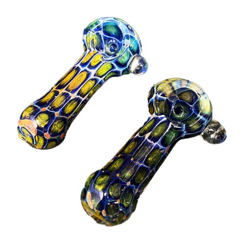 Himalayan Creation Alternatives Fumed Handmade Glass Hand Pipe w/ Shell Pattern