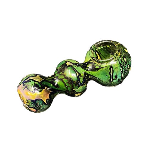 Himalayan Creation Alternatives Green Handmade Glass Hand Pipe w/ Gold Accents