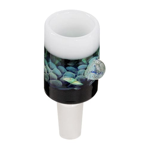 Himalayan Creation Alternatives Handmade 14mm Glass Bowl Piece w/ Color Blocking & Inlay