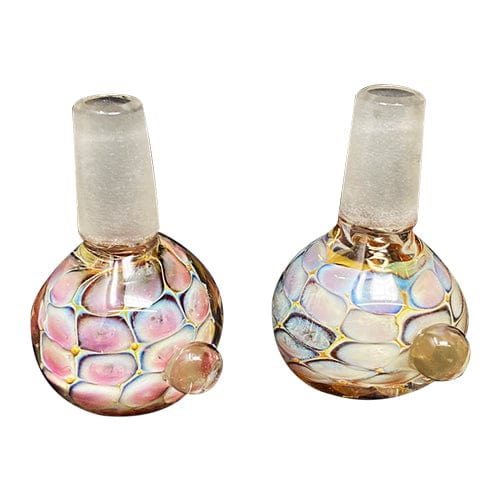 Himalayan Creation Alternatives Handmade 14mm Glass Bowl Piece w/ Pink & White Fumed Accents