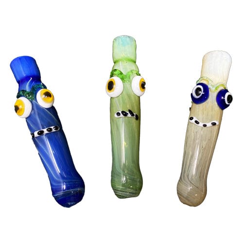 Himalayan Creation Alternatives Handmade Glass Chillum w/ Googly Eye Accents
