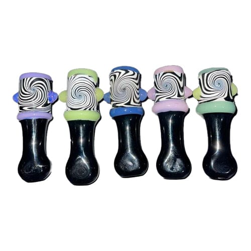 Himalayan Creation Alternatives Handmade Glass Chillum w/ Spiral Wig-Wag Accents