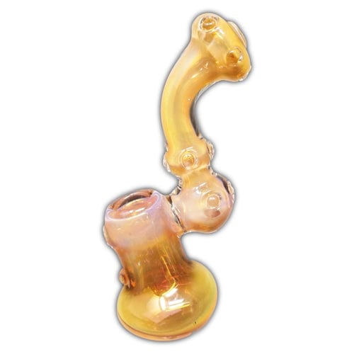 Himalayan Creation Alternatives Yellow Handmade Glass Bubbler w/ Accents