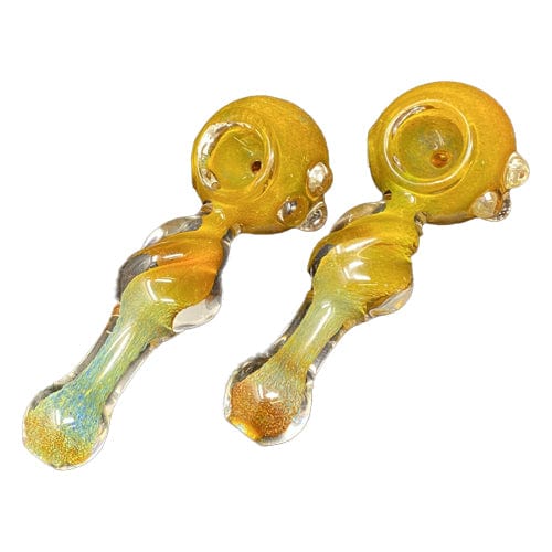 Himalayan Creation Alternatives Yellow Handmade Glass Hand Pipe w/ Fumed Accents