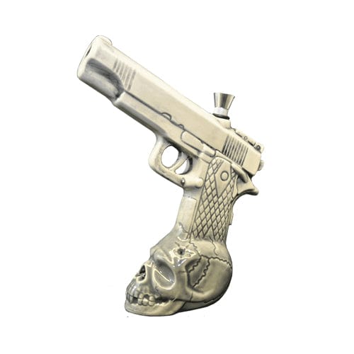 JM Waterpipes Alternatives JM Waterpipes Ceramic Pistol Bong w/ Skull Base