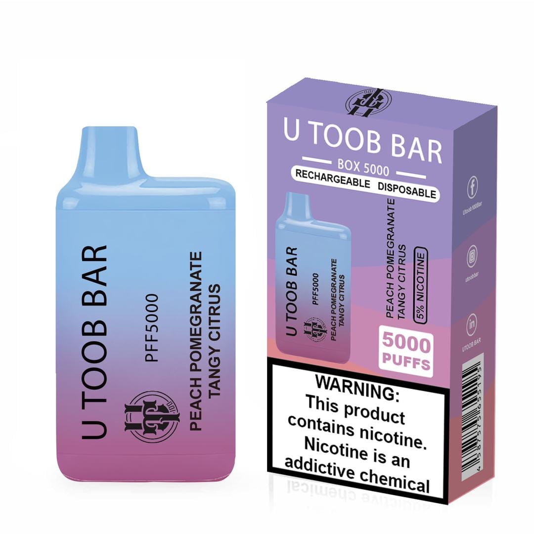 U TooB 100 Disposable Vape Peach Pomegranate Tangy Citrus U Toob Bar Disposable Vape (5%, 5000 Puffs)