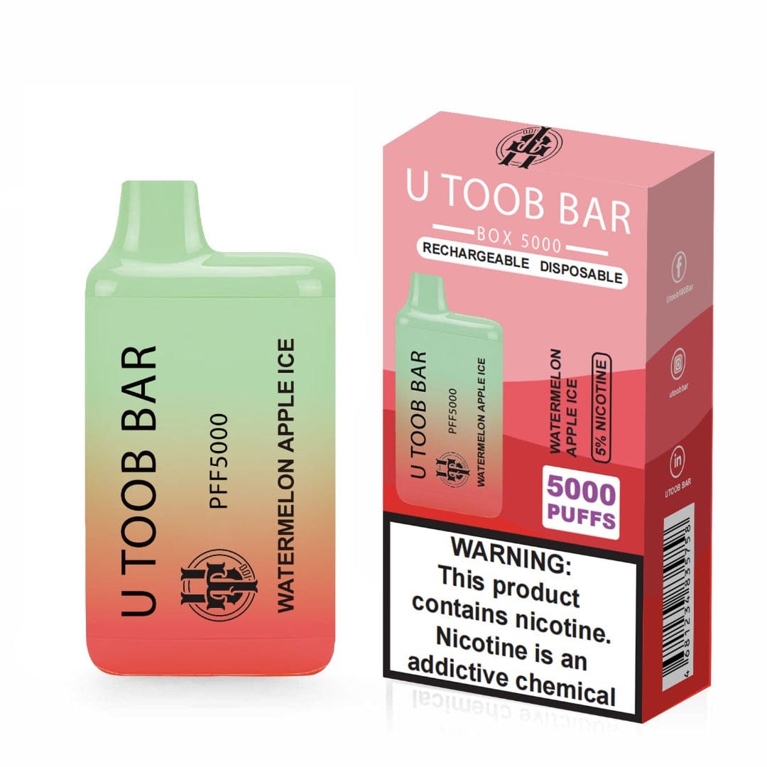 U TooB 100 Disposable Vape Watermelon Apple Ice U Toob Bar Disposable Vape (5%, 5000 Puffs)